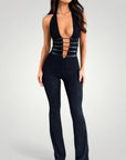 Eleganter Jumpsuit Damen mit V - Ausschnitt - Nordic Boutique & Co.