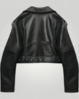 Kurze Lederjacke Damen Schwarz mit Elegantem Revers - Nordic Boutique & Co.