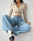 Vintage Cropped Trenchjacke Damen mit Stil - Nordic Boutique & Co.