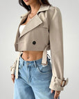 Vintage Cropped Trenchjacke Damen mit Stil - Nordic Boutique & Co.