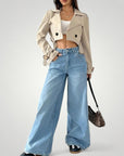 Vintage Cropped Trenchjacke Damen mit Stil - Nordic Boutique & Co.