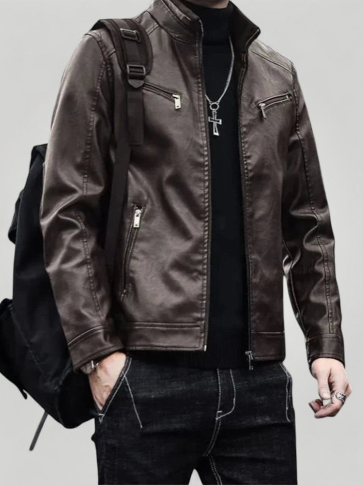 Elegante Slim Fit Herren Lederjacke für Stil - Nordic Boutique & Co.