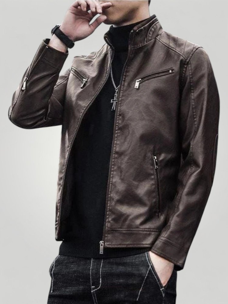 Elegante Slim Fit Herren Lederjacke für Stil - Nordic Boutique & Co.
