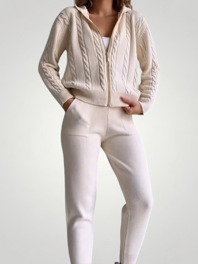 Eleganter Jacquard Pullover Cardigan mit Twist - Nordic Boutique & Co.