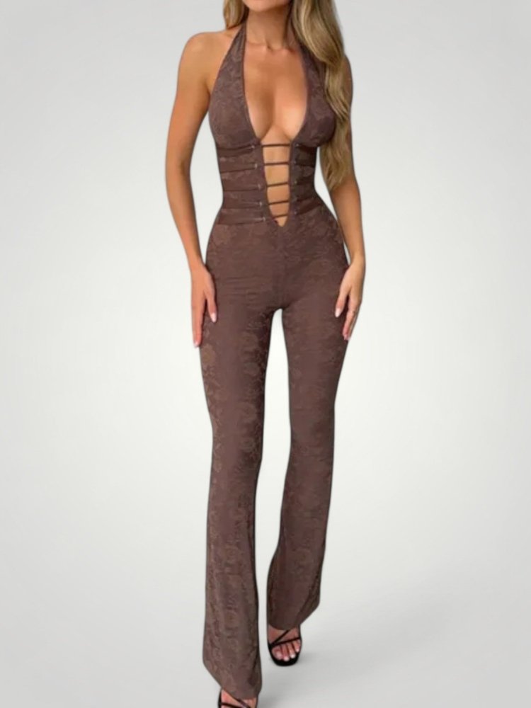 Eleganter Jumpsuit Damen mit V - Ausschnitt - Nordic Boutique &amp; Co.