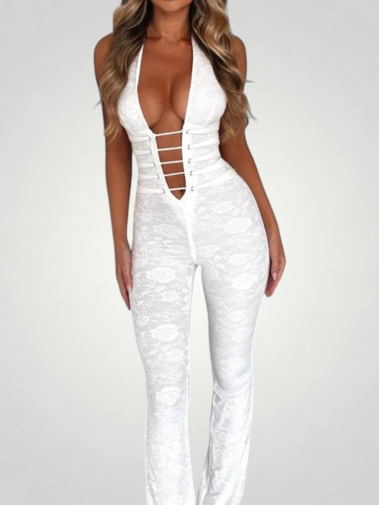 Eleganter Jumpsuit Damen mit V - Ausschnitt - Nordic Boutique &amp; Co.
