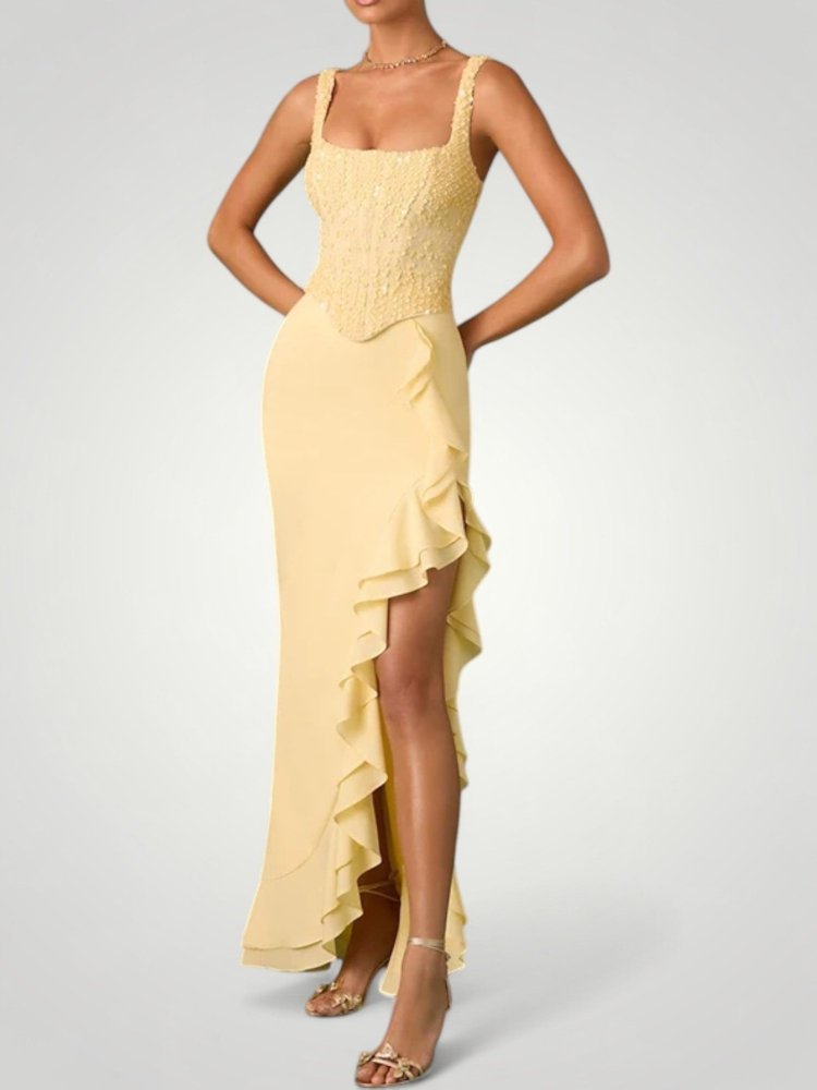 Elegantes Rüschendress mit Rückenausschnitt für Sommerpartys - Nordic Boutique & Co.