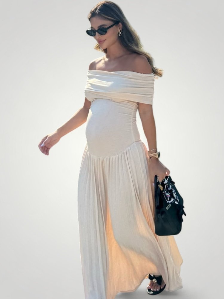 Faltendes Schwangerschafts - Maxi mit Eleganter Passform - Nordic Boutique & Co.