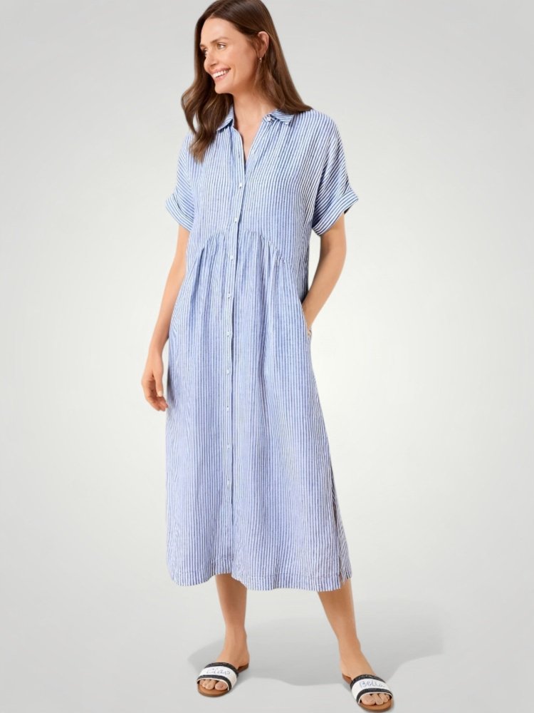 Gestreiftes Hemdkleid Damen Elegant - Nordic Boutique & Co.