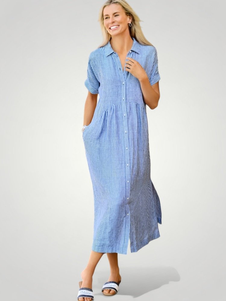 Gestreiftes Hemdkleid Damen Elegant - Nordic Boutique & Co.
