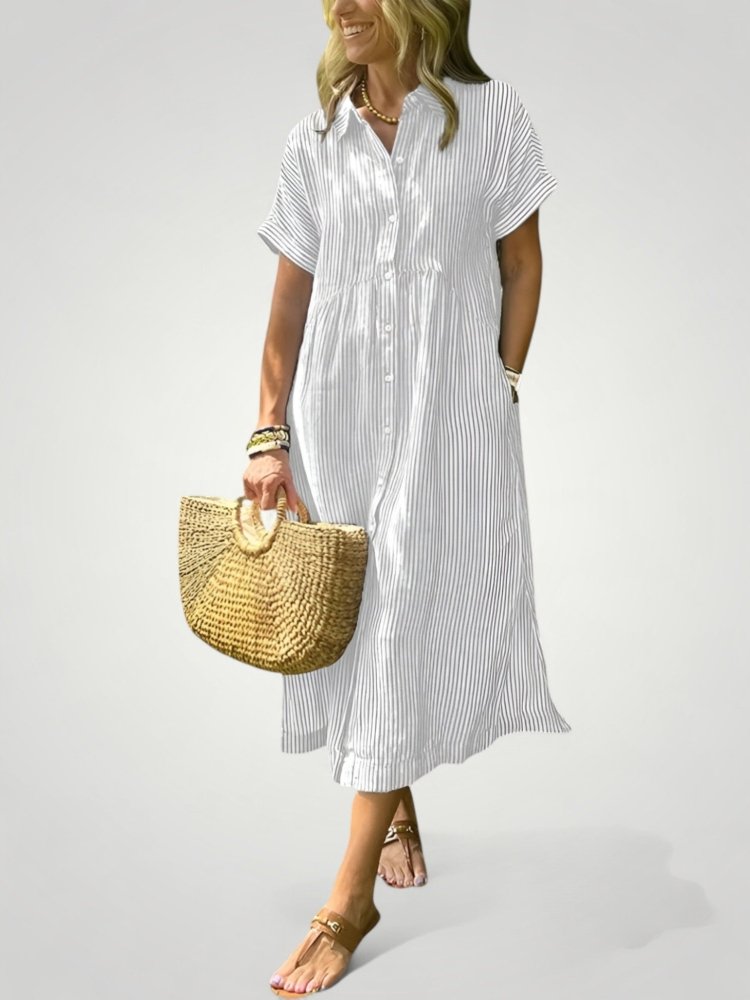 Gestreiftes Hemdkleid Damen Elegant - Nordic Boutique & Co.