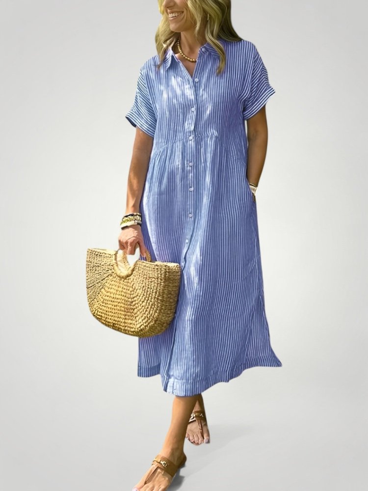 Gestreiftes Hemdkleid Damen Elegant - Nordic Boutique & Co.