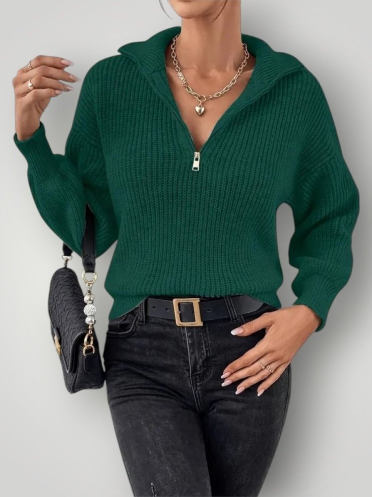 Glitzernder Pullover Damen mit Reißverschluss - Nordic Boutique &amp; Co.