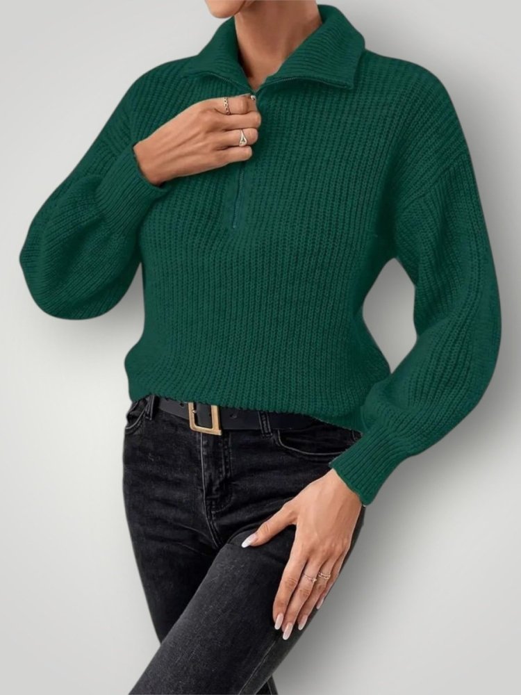 Glitzernder Pullover Damen mit Reißverschluss - Nordic Boutique &amp; Co.