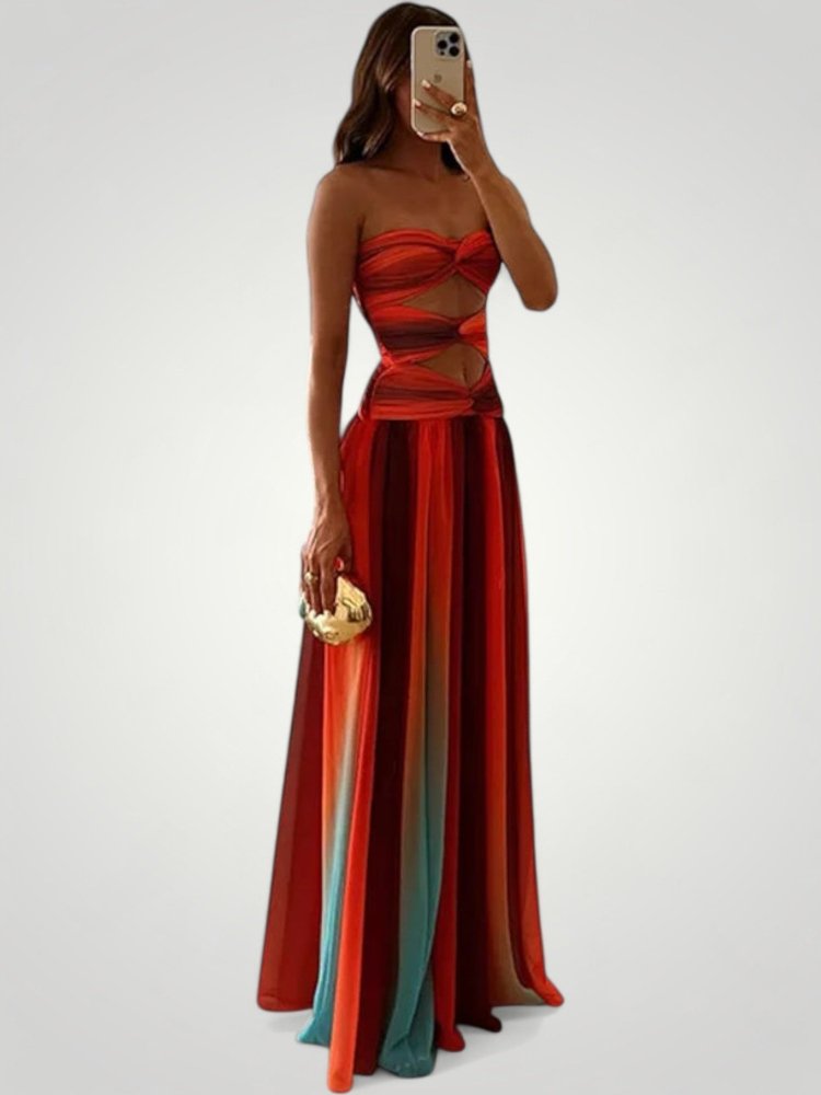 Maxikleid Sommer mit Trägerlosem Herz - Ausschnitt - Nordic Boutique & Co.