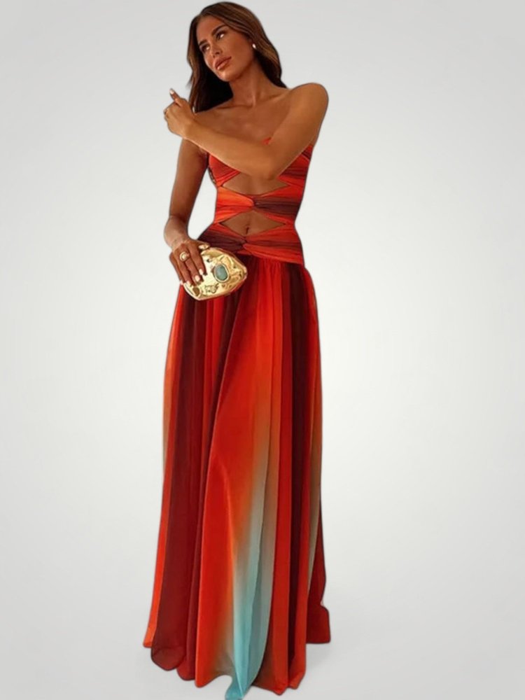 Maxikleid Sommer mit Trägerlosem Herz - Ausschnitt - Nordic Boutique & Co.