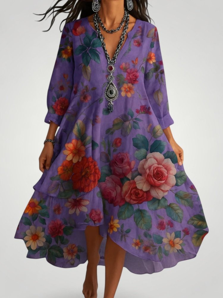 Maxikleid Sommer mit Vintage Blumenmuster - Nordic Boutique & Co.