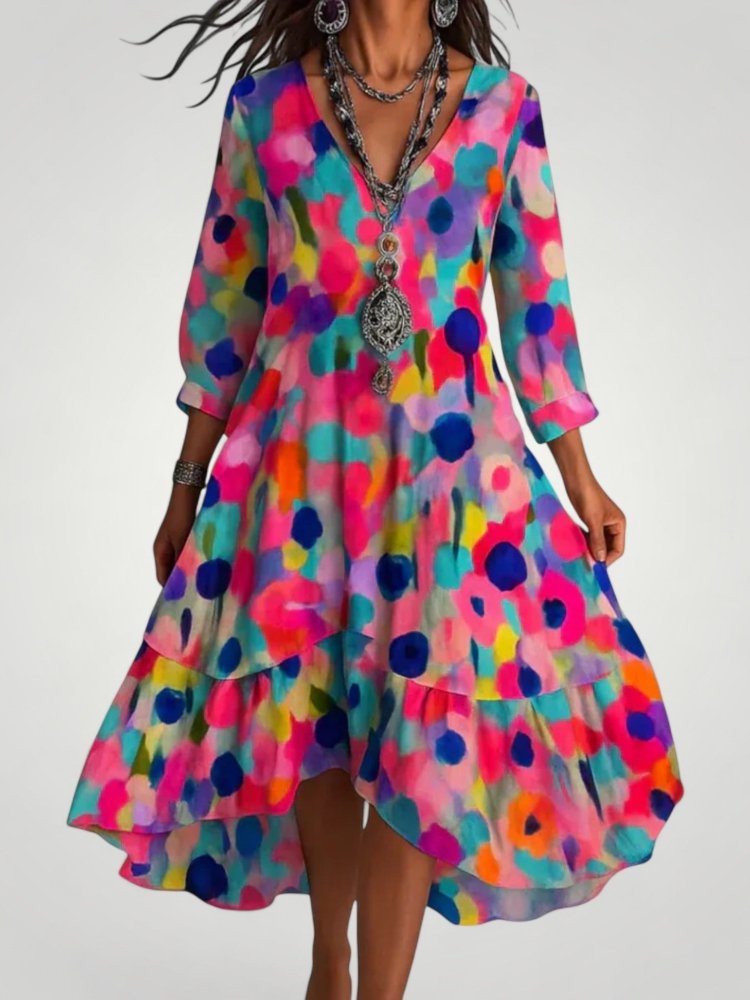 Maxikleid Sommer mit Vintage Blumenmuster - Nordic Boutique & Co.