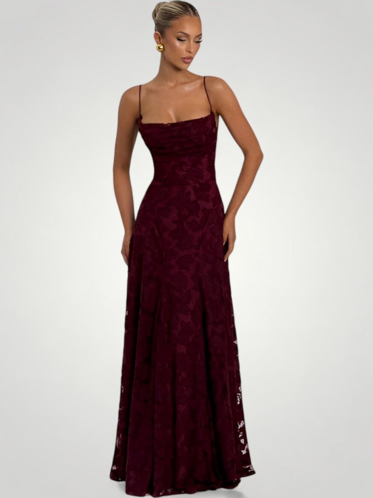 Schwarzes Maxikleid mit Eleganter Spitzenüberlagerung - Nordic Boutique &amp; Co.