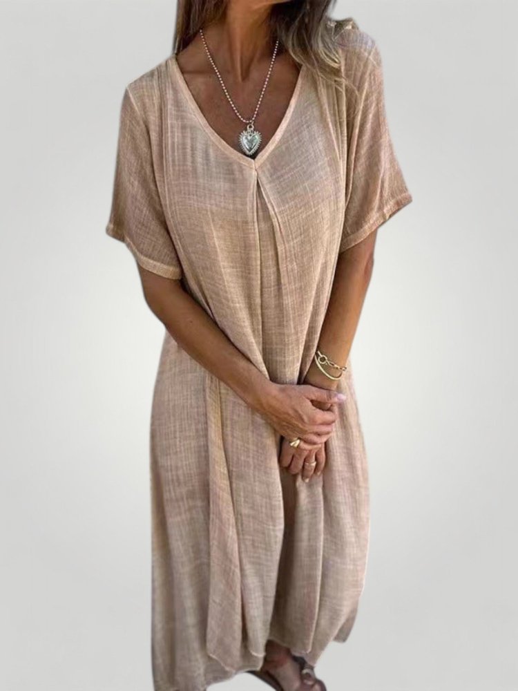 V - Ausschnitt - Kleid mit fließender Silhouette - Nordic Boutique & Co.