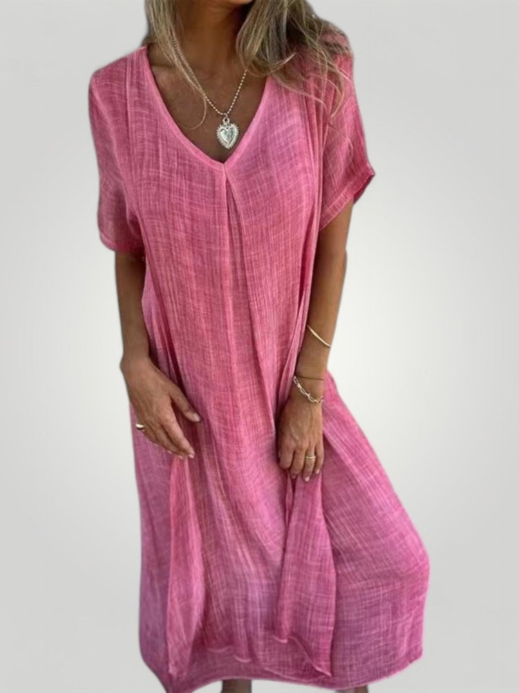 V - Ausschnitt - Kleid mit fließender Silhouette - Nordic Boutique & Co.