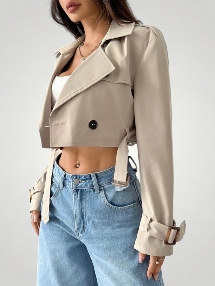 Vintage Cropped Trenchjacke Damen mit Stil - Nordic Boutique & Co.