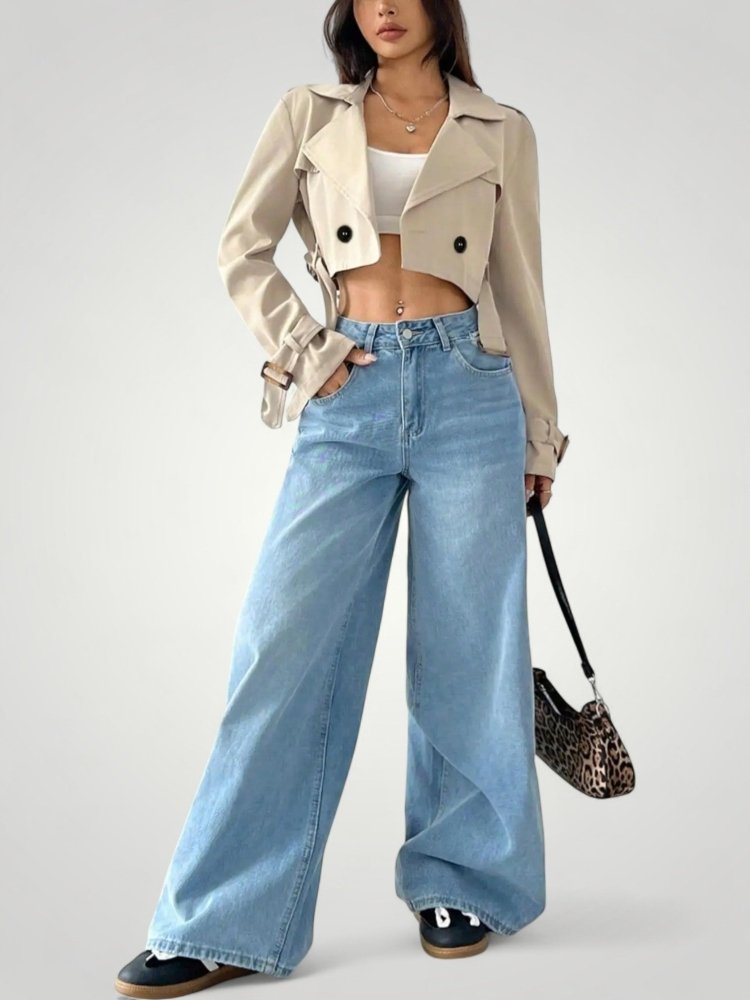 Vintage Cropped Trenchjacke Damen mit Stil - Nordic Boutique & Co.