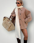 Wollmantel Damen Beige mit Elegantem Schnitt - Nordic Boutique & Co.